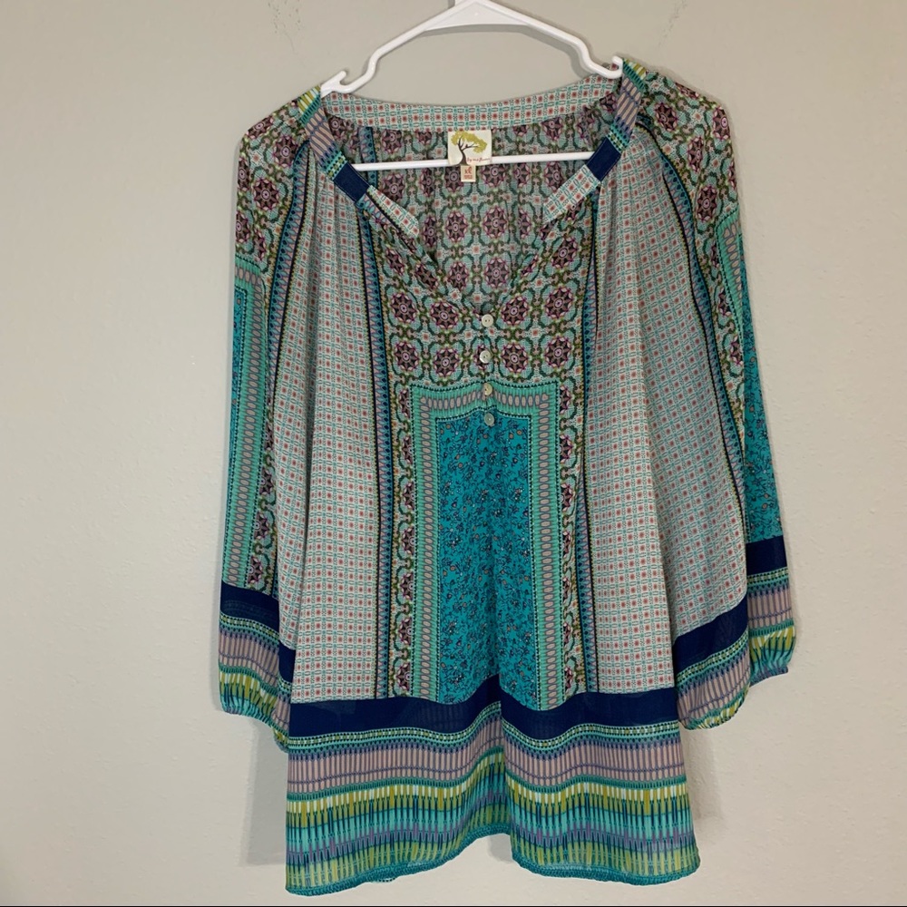 Fig and Flower Multicolor Bohemian Blouse